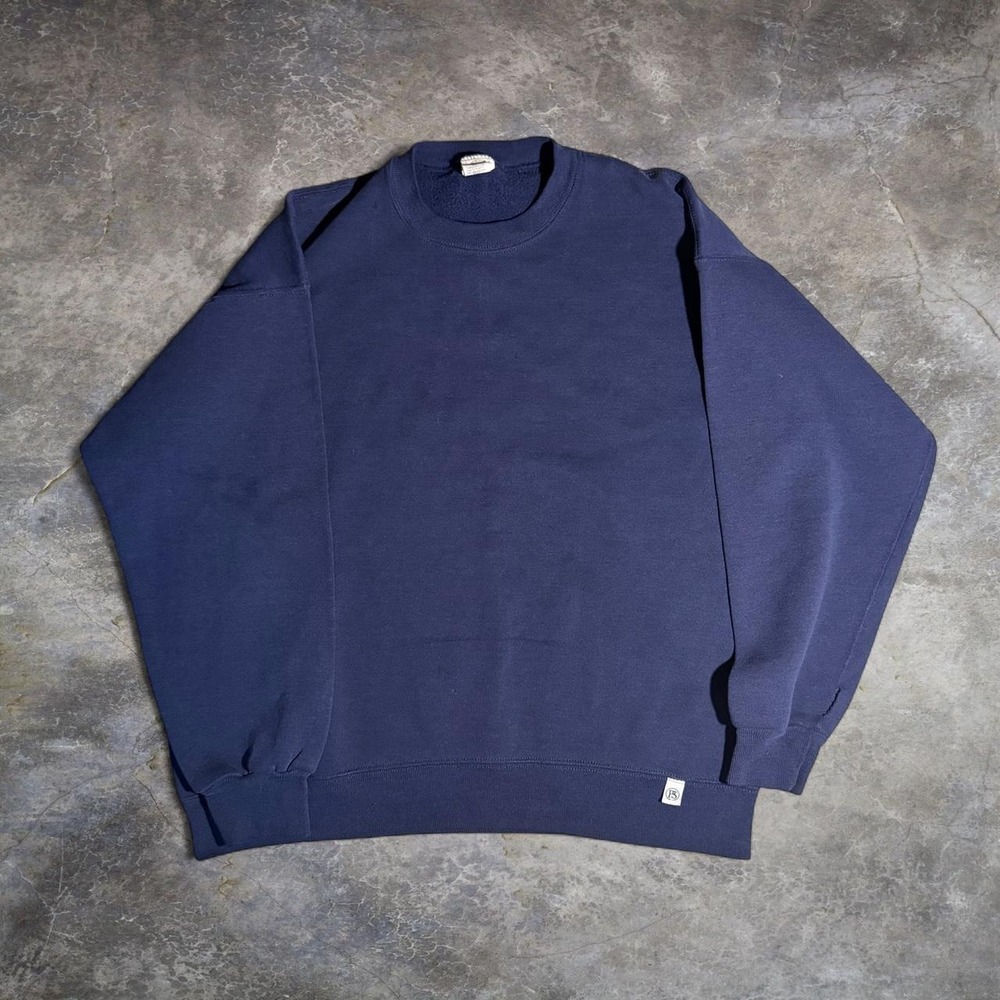 Vintage J&S Made in USA Navy Blank Crewneck Sweatshirt XL 90s